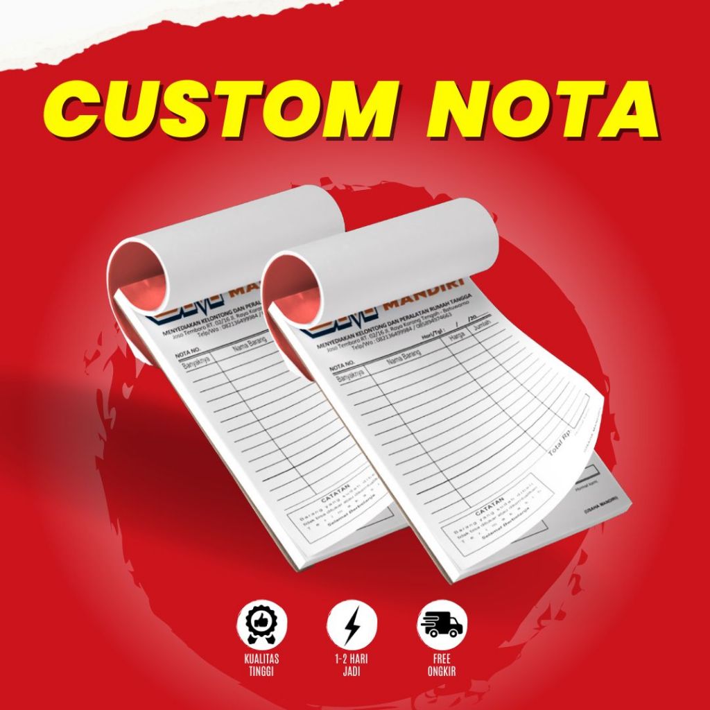 

[PROMO] Nota Custom I Nota Usaha I Nota Olshop I Tanpa Rangkap isi 100 Lembar