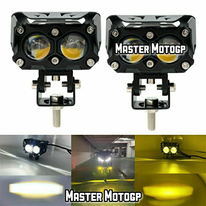 Lampu Tembak SQL Laser sepeda motor Lampu ganda kuning - Putih sinar Rendah tinggi Modifikasi lampu 