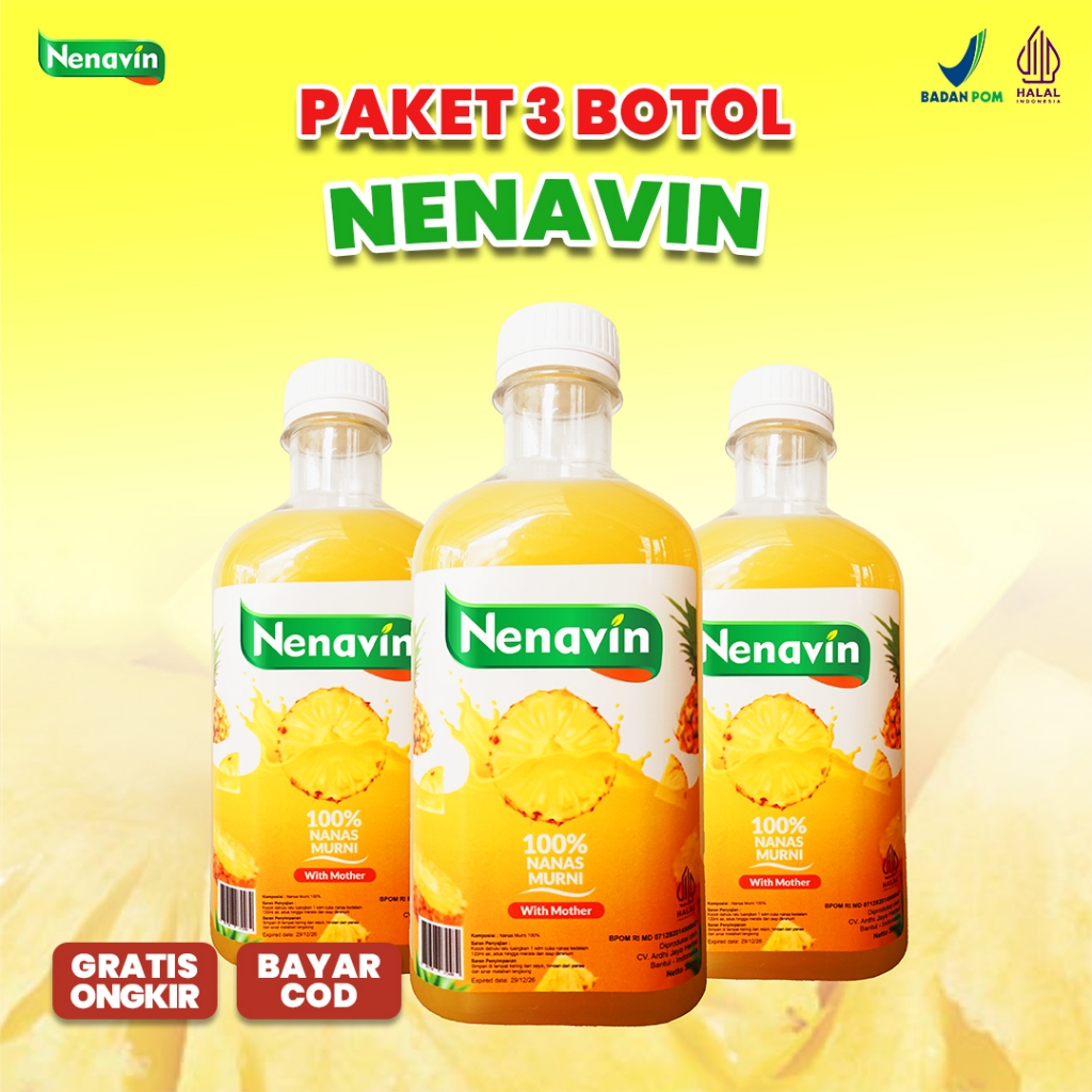 

NENAVIN Cuka Nanas Original Atasi Gula Darah Tinggi PAKET 3 BOTOL BPOM