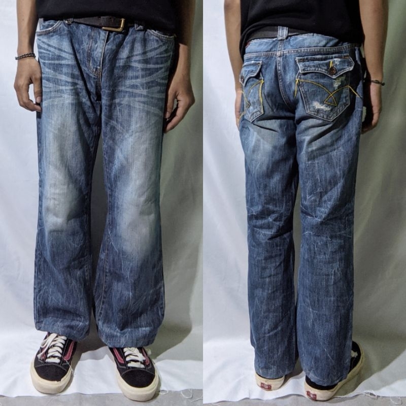 Celana Panjang Longpants Jeans Club 1020 Blue Washed Fading Original Second Preloved #CJ293