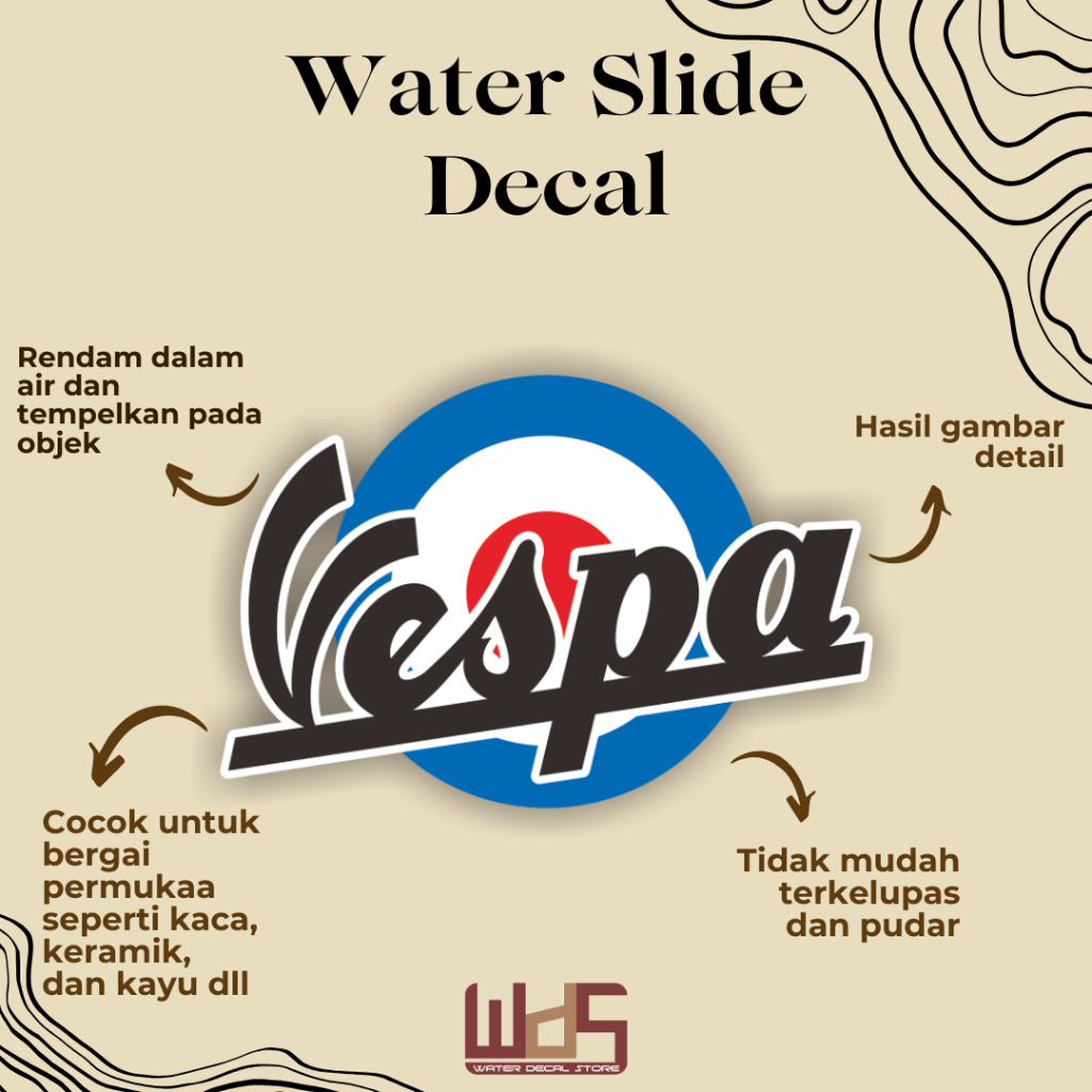 

WATER SLIDE DECAL VESPA / DECAL AIR / STIKER AIR / MERCHANDISE