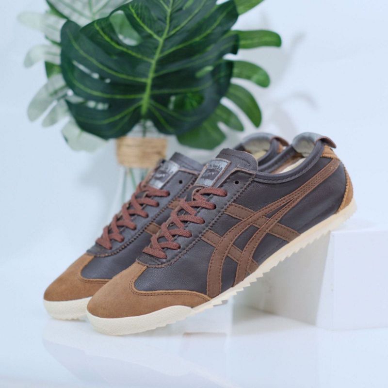 Onitsuka Tiger Mexico 66 Deluxe Leather Japan Brown Original Material - Sepatu Pria | Onitsuka 100% 