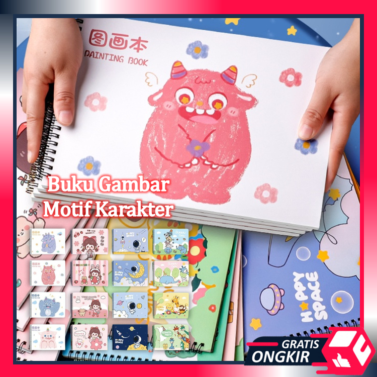 

Gratis Ongkir - S6132 Buku Gambar Motif Karakter isi 27 Lembar/ Buku Ring Gambar Anak Murah / Sketch Book Motif Karakter