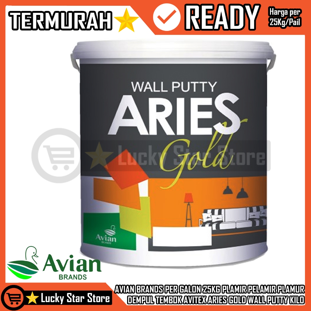 AVITEX ARIES GOLD WALL PUTTY AVIAN BRANDS PER GALON 25KG PLAMIR PELAMIR PLAMUR DEMPUL TEMBOK KILO KI