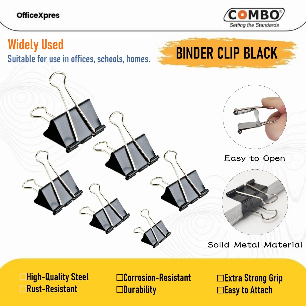 

Binder Clip No.105 / Klip Hitam / Binder Klip 15mm / Klip Kecil / Penjepit Kertas 105 Combo