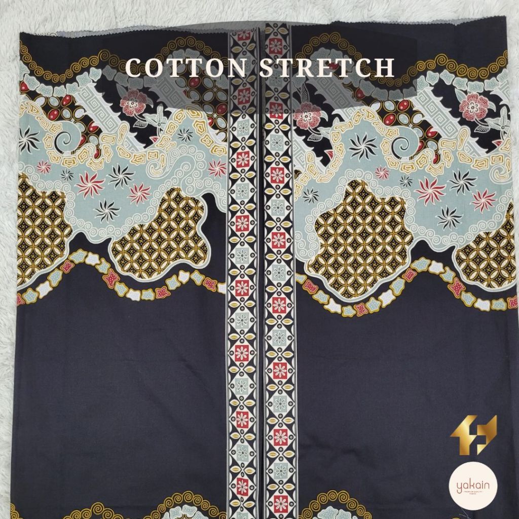 Kain Batik Katun / Cotton Stretch FAMAS - Batik Susun Paradise Hitam