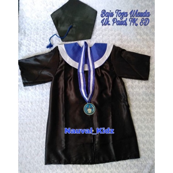 Baju Wisuda Anak  Baju Toga Wisuda Anak Paud TK SD  biru list putih ART W7O6
