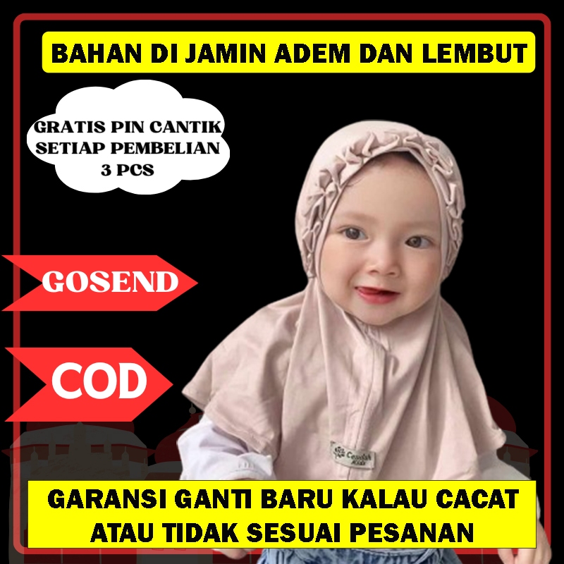 JILBAB HIJAB KERUDUNG PASHMINA SELENDANG INSTANT BAYI BALITA ANAK PEREMPUAN KAOS JERSEY ADEM NYAMAN 
