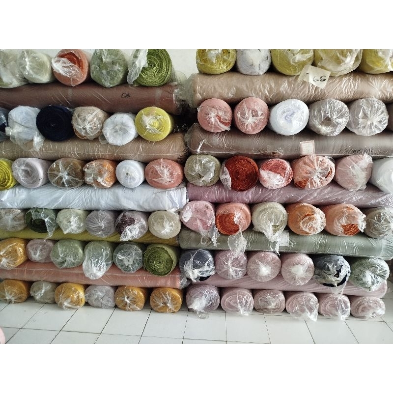 Kain Rayon Crinkle Premium Lebar 145Cm Kerut Viscose Per 0,5 Meter Rayon Krinkle Polos