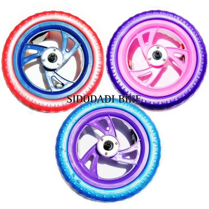 Rim Velg EVA PVc Roda Ban Mati Busa Sepeda Anak 12 Inch (Include As roda)