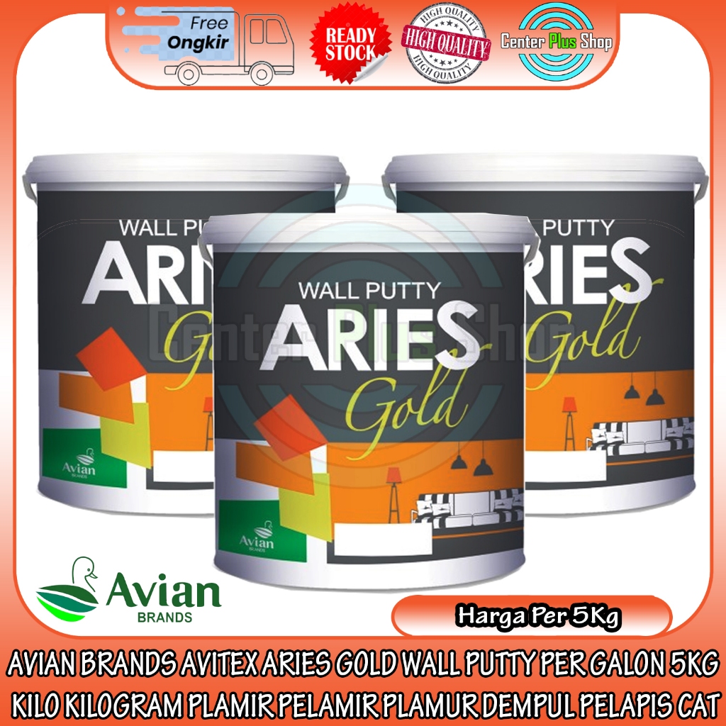 AVIAN BRANDS AVITEX ARIES GOLD WALL PUTTY PER GALON 5KG KILO KILOGRAM PLAMIR PELAMIR PLAMUR DEMPUL T