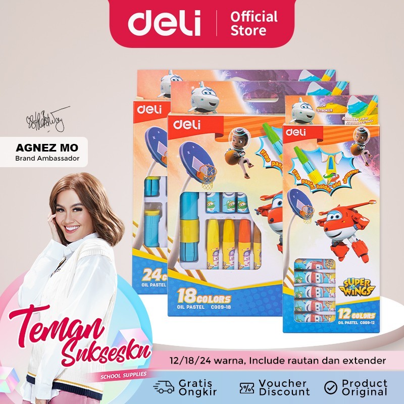 

Deli Oil Pastel / Krayon 12 18 24 Warna Dengan Rautan & Pegangan EC009