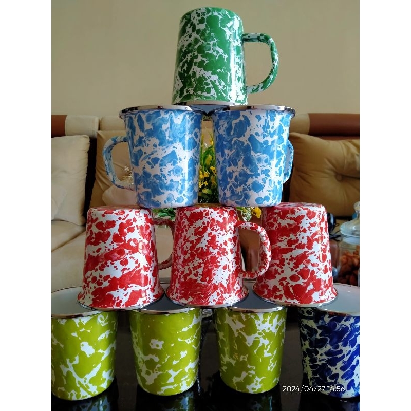 Mug Latte Gelas blirik unik jadul stainless tebal