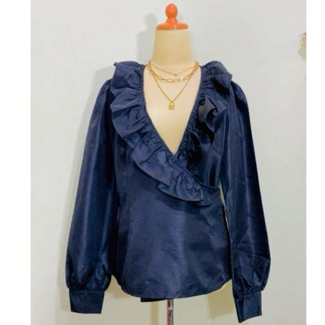 Atasan wanita outer luaran blus blouse cardigan kimono branded lengan model balon bahan katun premiu