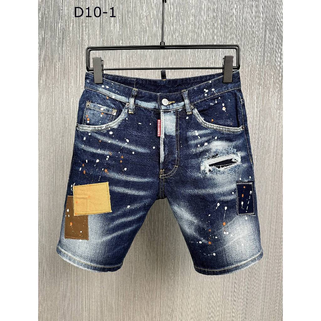 DSQUARED2 Celana Pendek Denim Pria Patch Tertekan Retro Merek Trendi Eropa dan Amerika Celana Pendek