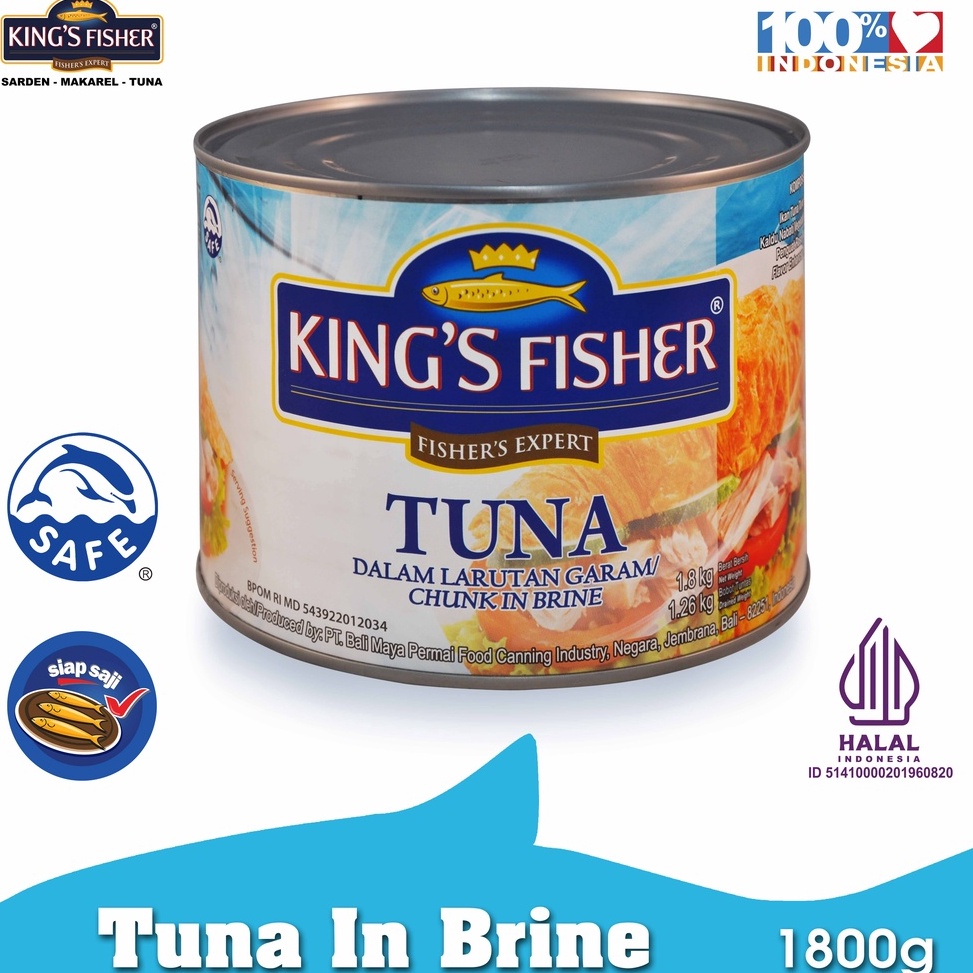 

FQS785 MEGA ALE Kings Fisher Tuna dalam Air Garam Tuna in Brine Daging Tuna Makanan Kaleng 18 gr