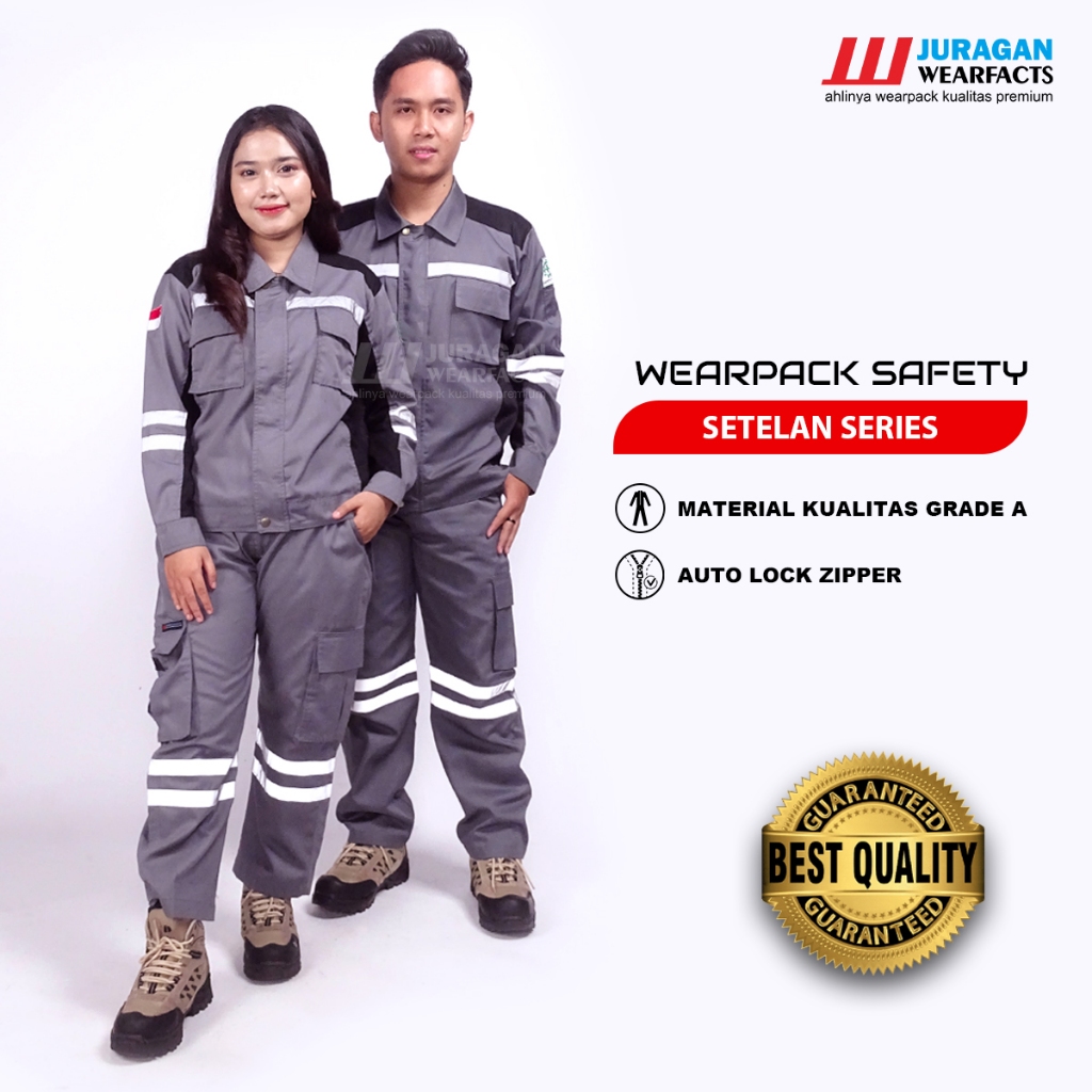 Juragan Wearfacts - Wearpack Safety Setelan Warna Abu Hitam Bawahan Celana Warna Abu