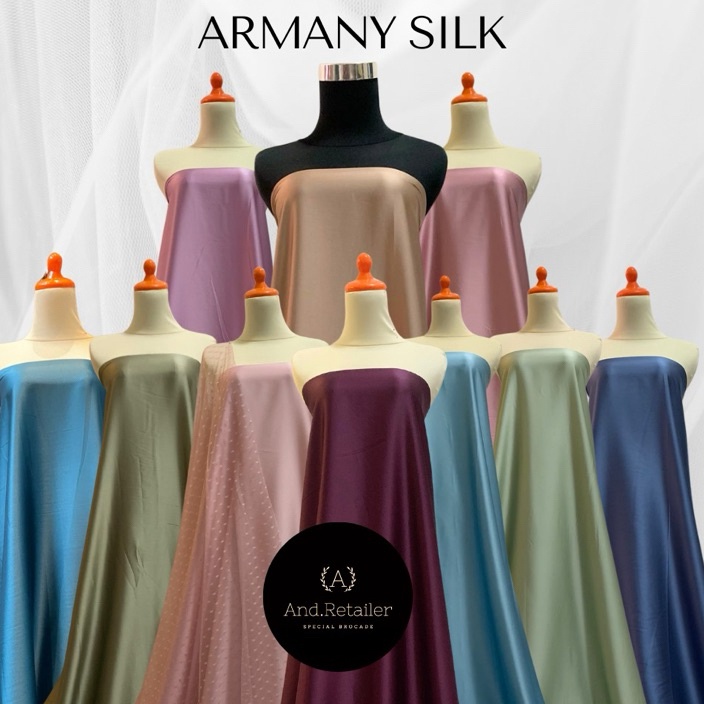 Free Ongkir Bahan Kain Satin Armany Silk Original Premium Warna Sage Green