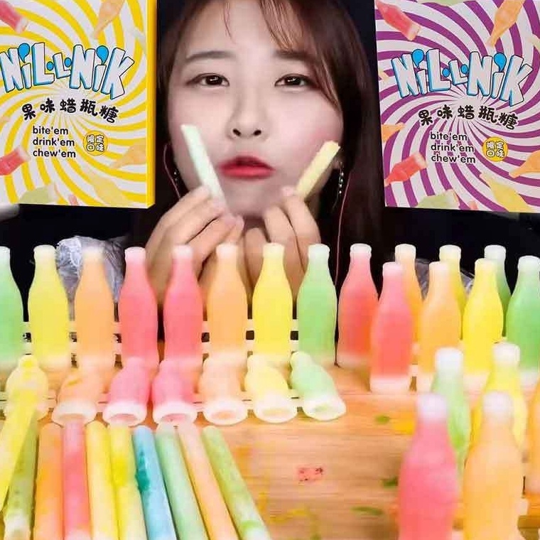 22 STOK READY ORI wax bottle candy animal 4 pcs permen lilin edible korea