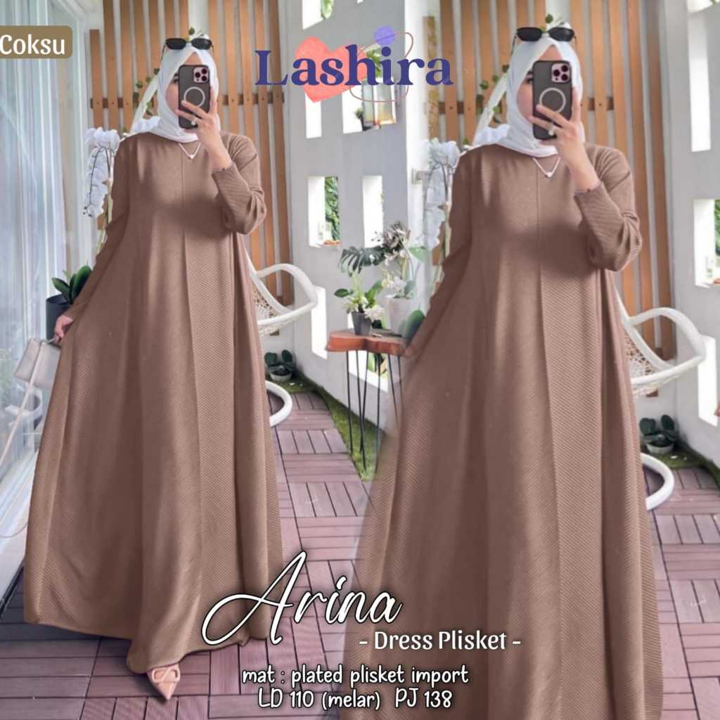arina dress dres maxy maxi gamis pakaian baju pesta lebaran kondangan wanita cewe remaja dewasa musl