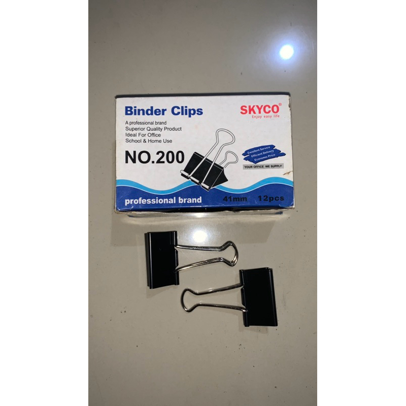 

Klip Binder Hitam (Black Binder Clip) No.200 isi 12 pcs | skyco