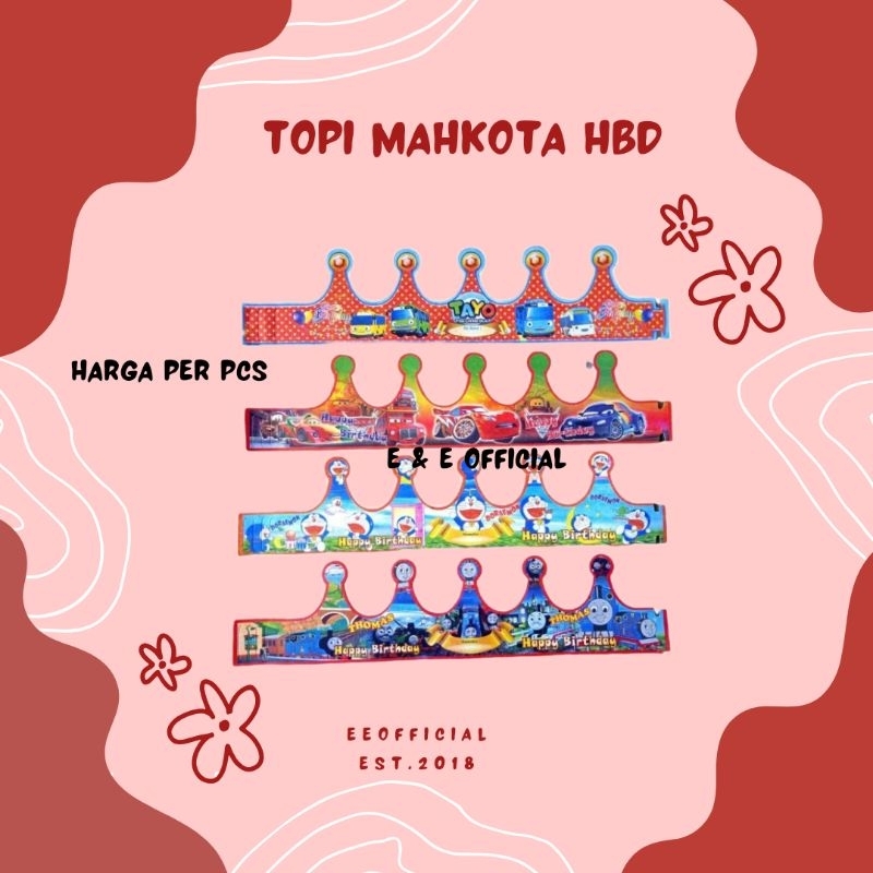 TOPI KERTAS MAHKOTA ULANG TAHUN / TOPI PESTA HBD /TOPI ULTAH ANAK