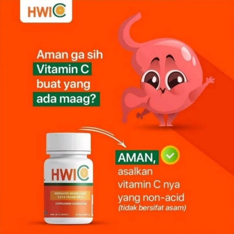 HWI-C ORIGINAL HWI VIT C terbaik/vit C untuk tubuh dan wajah jadi cerah/vit c aman lambung