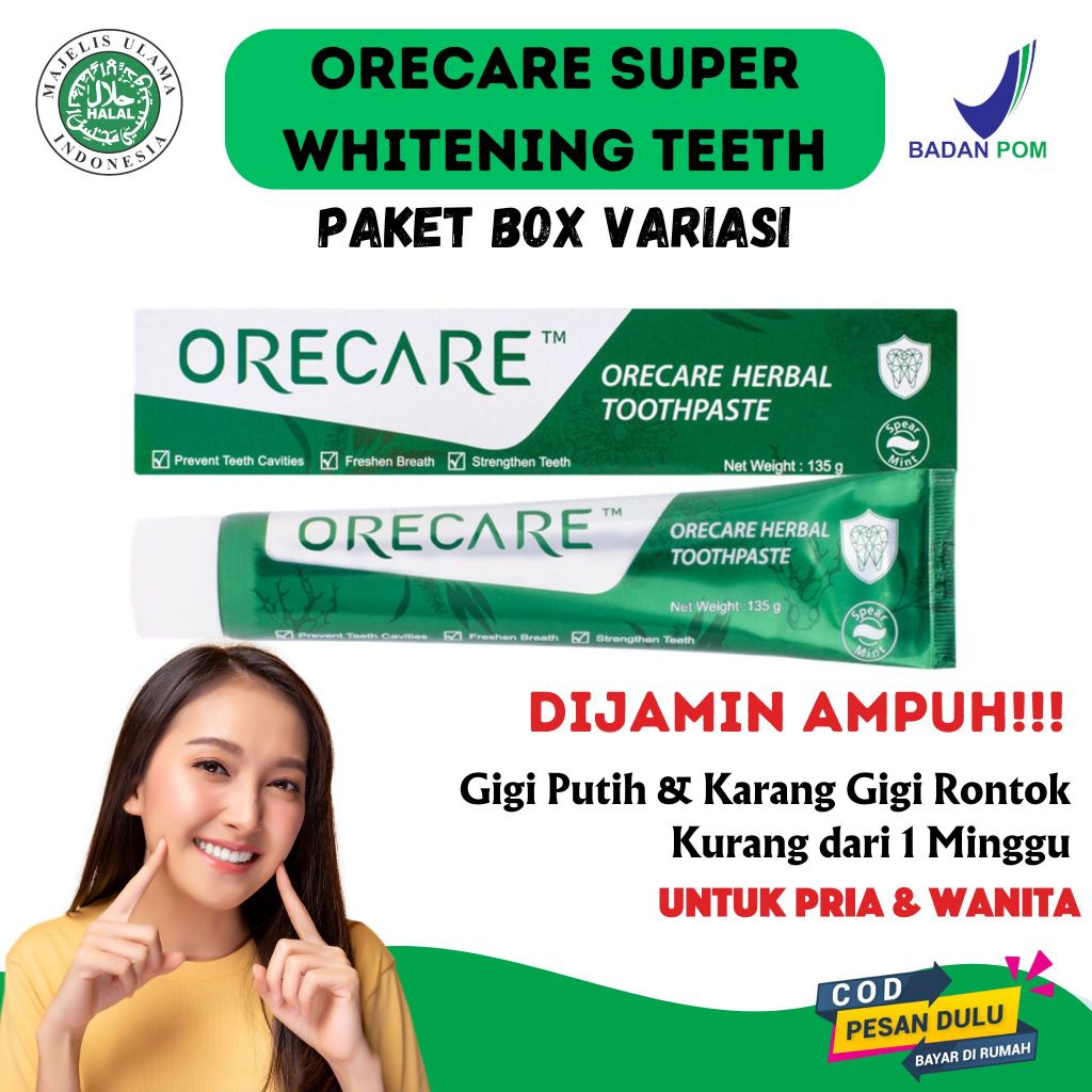 Pemutih Gigi Tiens Orecare /Perontok Karang Gigi/ Pemutih Gigi/ Pemutih gigi cepat dan aman BPOM