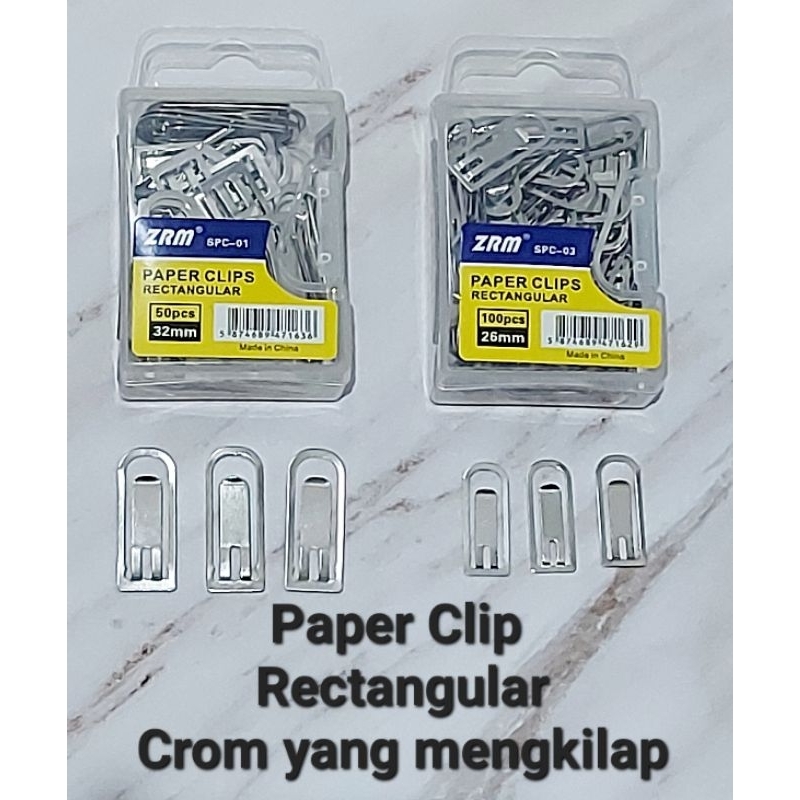 

(1 pack) Penjepit Buku /Paper Clip Rectangular warna crom yang sangat mengkilap