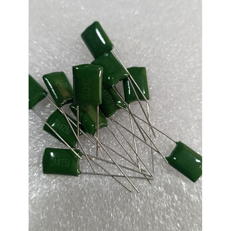 10BUAH KAPASITOR MILAR 473J 100V HIJAU 473 J 100 VOLT 100VOLT HIJAU