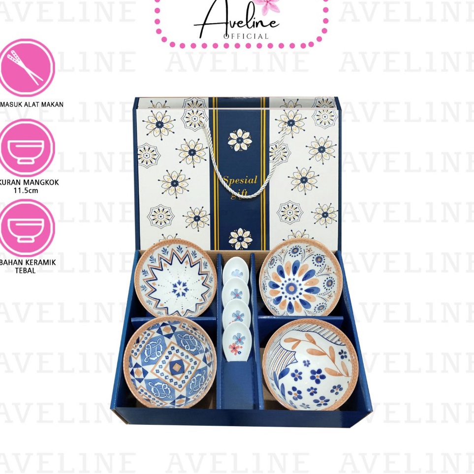 Real Promotion AVELINE Hampers Mangkok Set Premium Japaness Style  Hampers Mangkok Set Keramik Premi