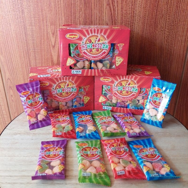 

Permen Ranjani Mini Pizza Gummy Candy 150 Gram 1 Dus Isi 30 Sachet