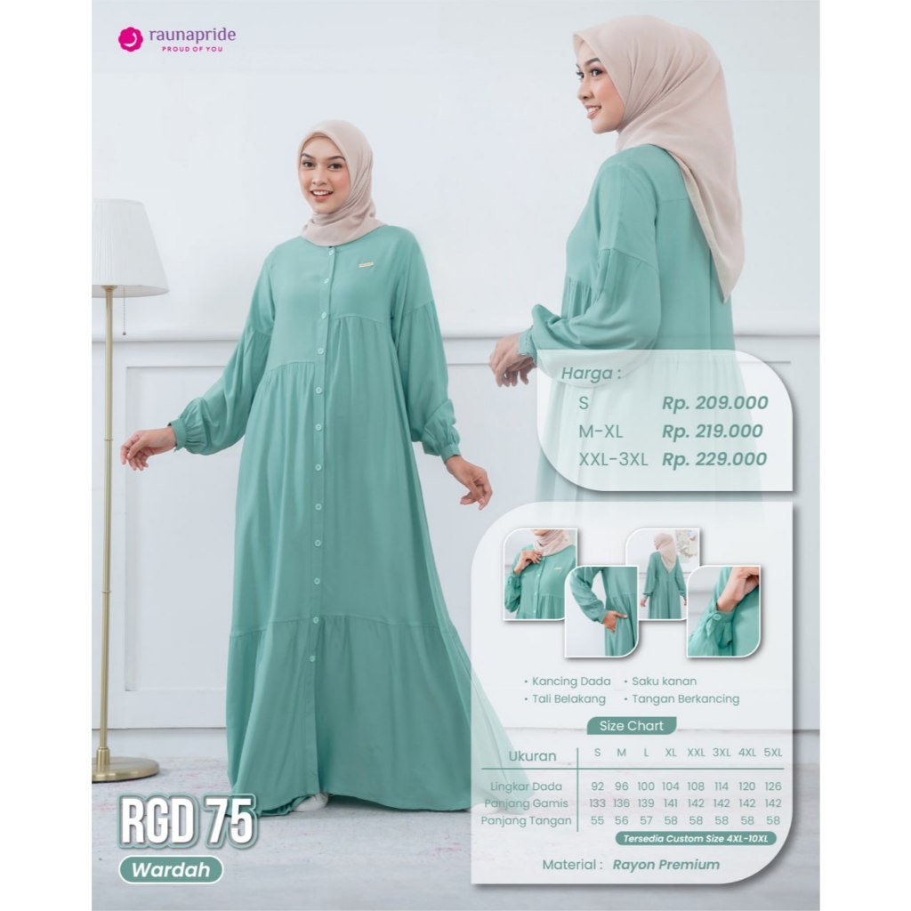 BAJU GAMIS POLOS DEWASA/ GAMIS BAHAN ADEM KATUN RAYON PREMIUM/ BAJU GAMIS POLOS BAHAN RAYON BY RAUNA