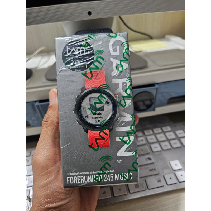 garmin fr245 music red bonus strap hitam