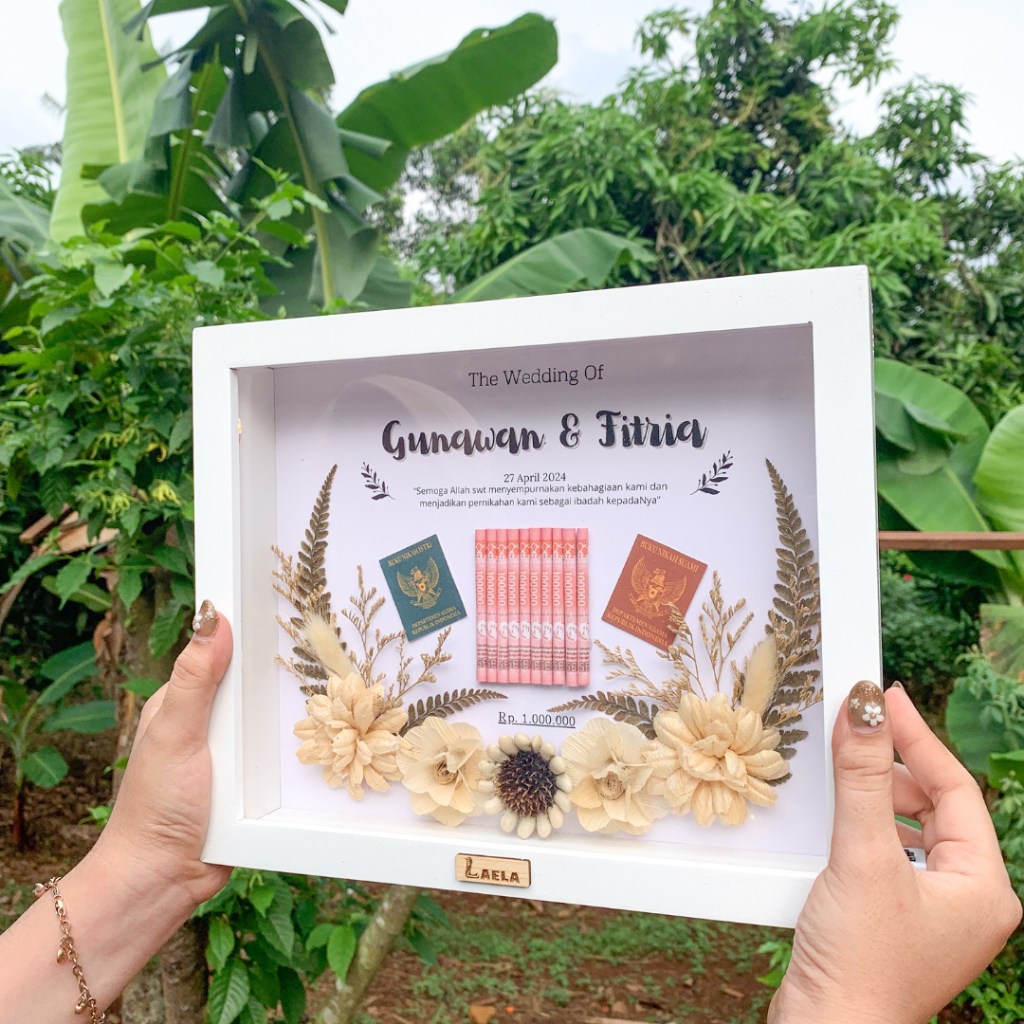 COD Frame Bingkai Mahar Rustic / Mahar Pernikahan / Frame Mahar 3D Pop Up