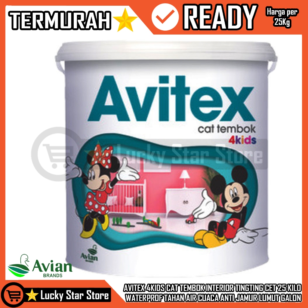AVIAN BRANDS CAT TEMBOK INTERIOR AVITEX 4KIDS PELAPIS PELINDUNG WARNA WARNE 25 KILO 25KG PEWARNA DIN