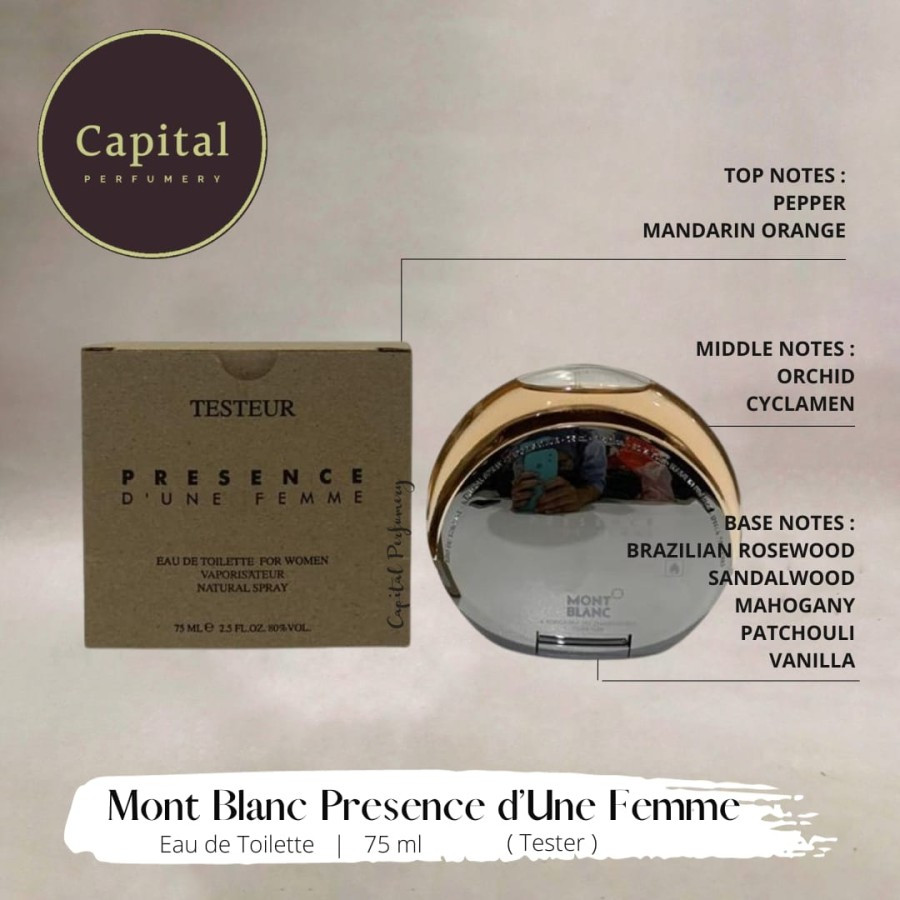 parfum original m b presence d' une femme edt 75 ml tester