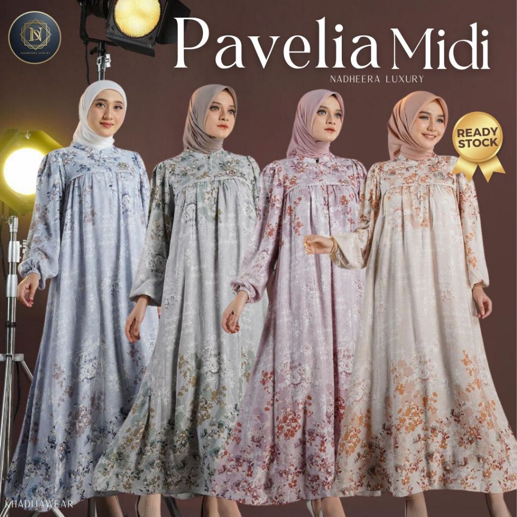 [BISA COD] Nadheera Luxury Pavelia Midi Dress PAVELA PAVELLIA GAMIS TERBARU RAYON PREMIUM NADHERA