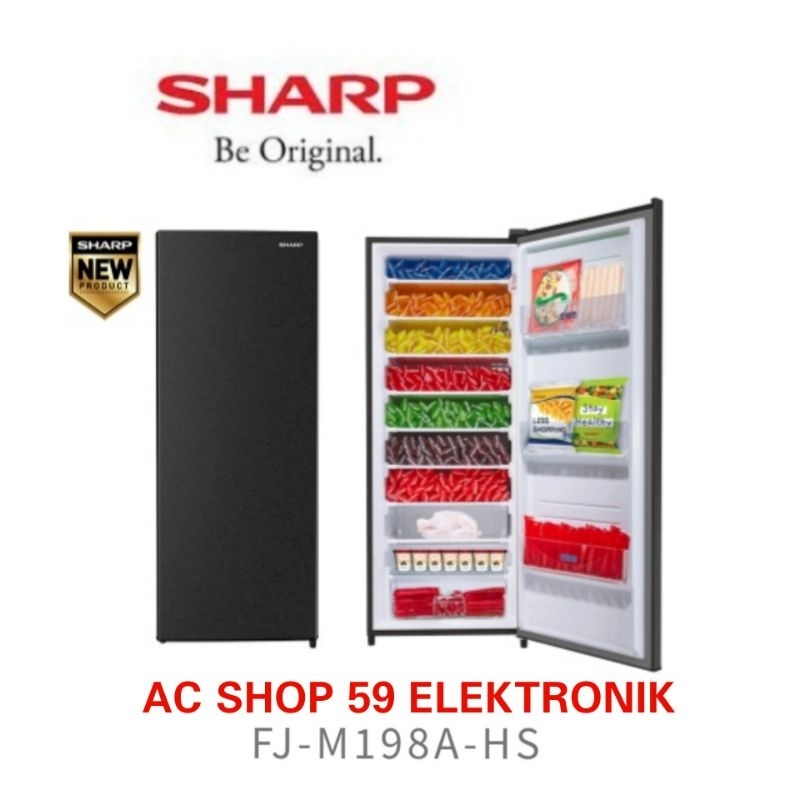 FRREZER SHARP FJ-198A-HS FREEZER UNTUK MEMBUAT ES BATU 8 RAK LOW WATT NEW