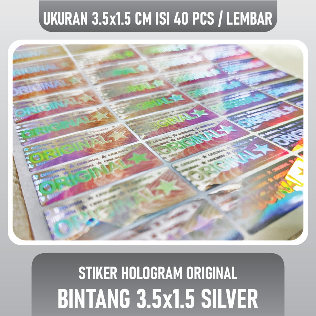 

Stiker Hologram Original Rectangle_ BINTANG 3.5x1.5 cm SILVER