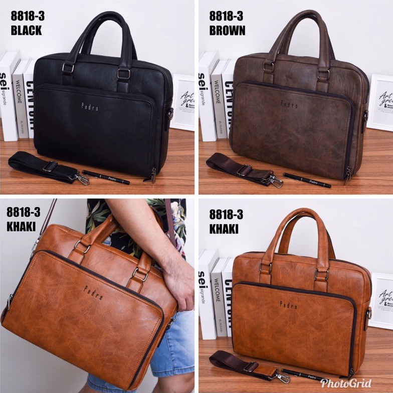 ART S46C Tas Kantor Pria Pedro 88183 Bahan kulit sintetis Free pena  Tas Laptop Selempang