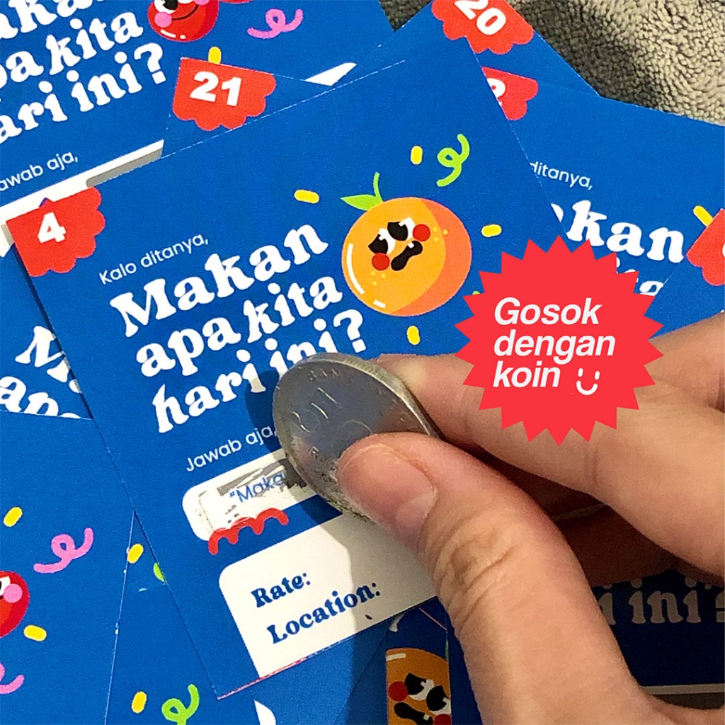 Makan Apa Hari Ini - Card Game Kartu Permainan Couple Bestie Hadiah BFF Kartu Gosok Seru