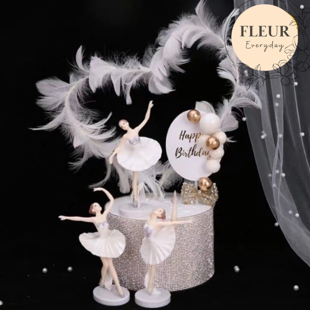 CAKE TOPPER BALERINA 1 SET ISI 3 PCS / Hiasan kue ulang tahun balerina / Aksesoris Kue Ulang Tahun