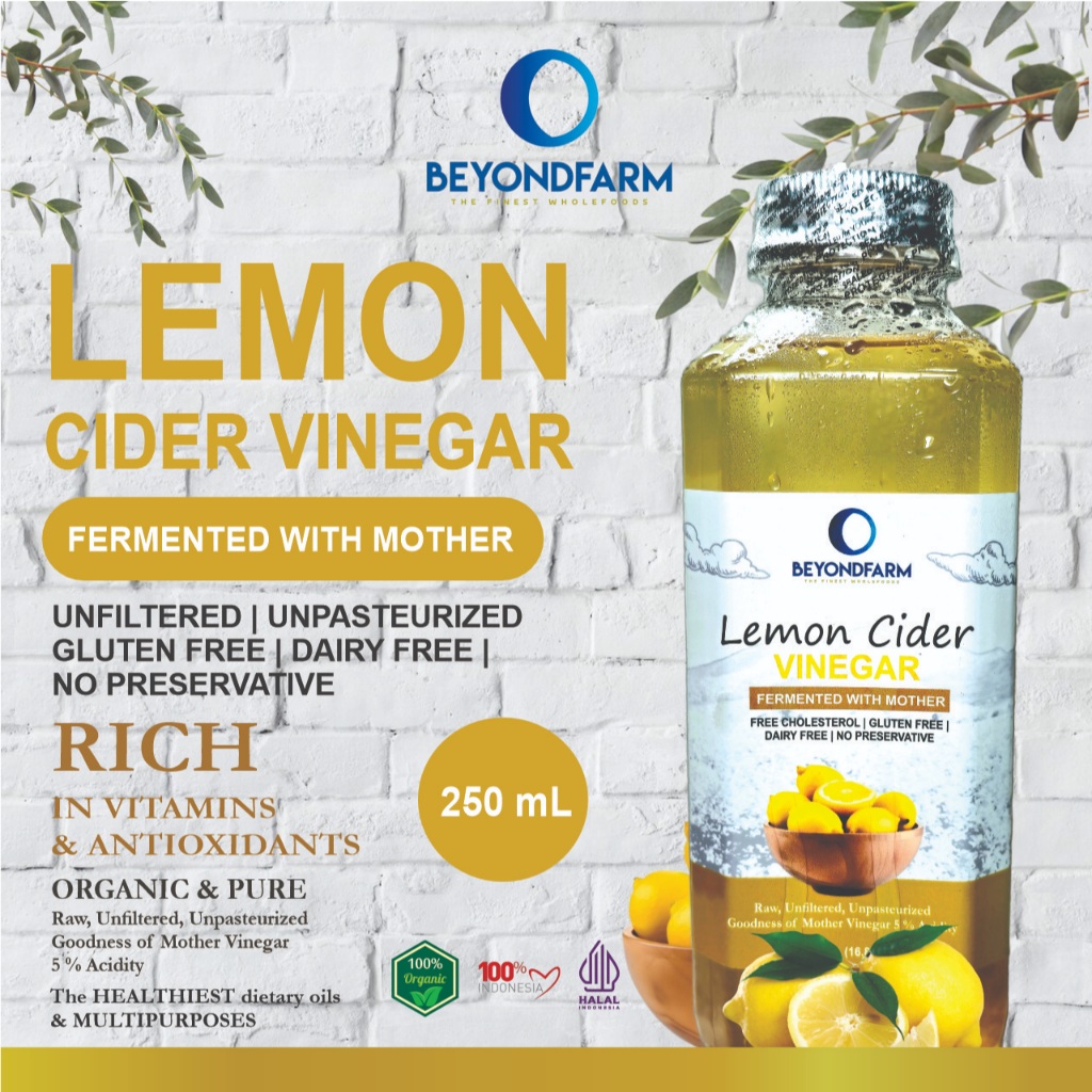 

BEYONDFARM Cuka Lemon Vinegar 250ml dengan Endapan Probiotik / Lemon Cider Vinegar 250ml with Mother Fermentation bragg