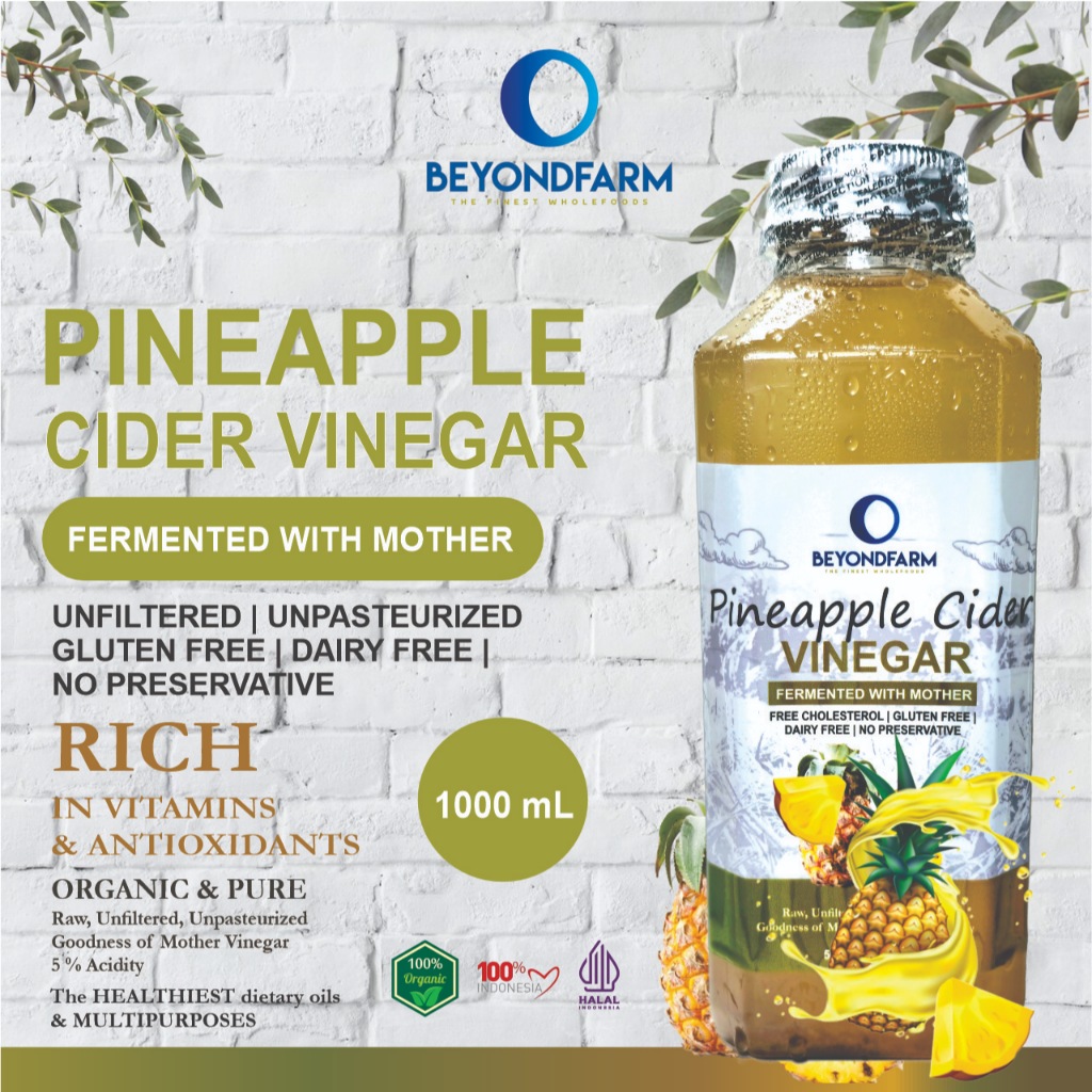 

BEYONDFARM Cuka Nanas Vinegar 1000ml dengan Endapan Probiotik / Pineapple Cider Vinegar 1000ml with Mother
