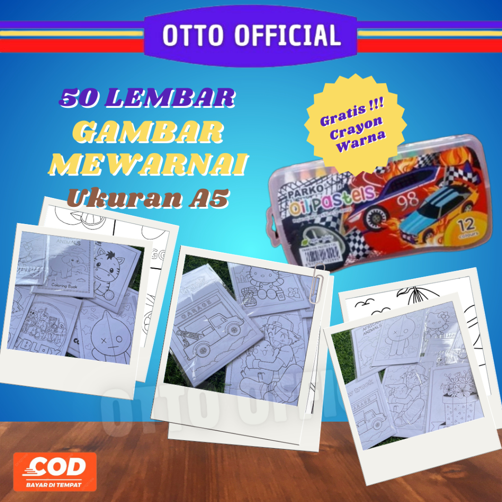 50 lembar kertas mewarnai free Crayon warna