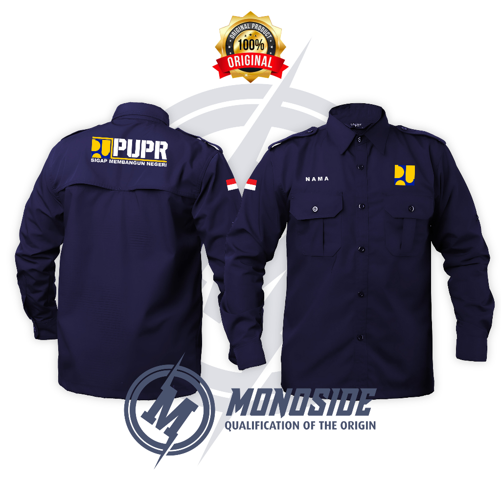 KEMEJA PDL PDH LENGAN PANJANG   PUPR  PRIA WANITA  FREE CUSTOM DESAIN  FULL BORDIR