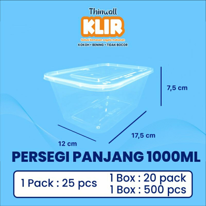 Thinwall KLIR persegi panjang 1000ml