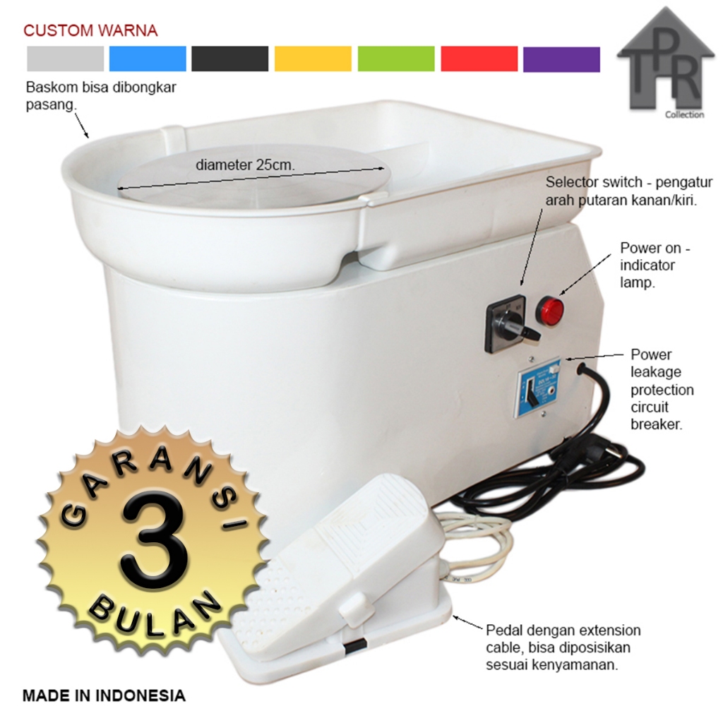 Electric pottery wheel / mesin putar tanah liat otomatis 350w Clay-On C3525P