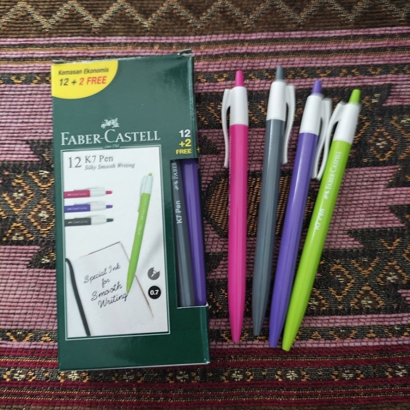 

(1 pcs) Faber Castell Ballpoint Pen K7 Pen 0.7 Ink Black [Beli 12 pcs bonus 2 pcs]